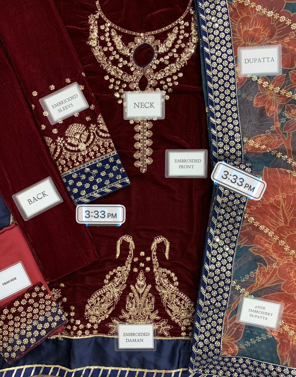 Velvet Heavy Embroidered Spengle Work Dress